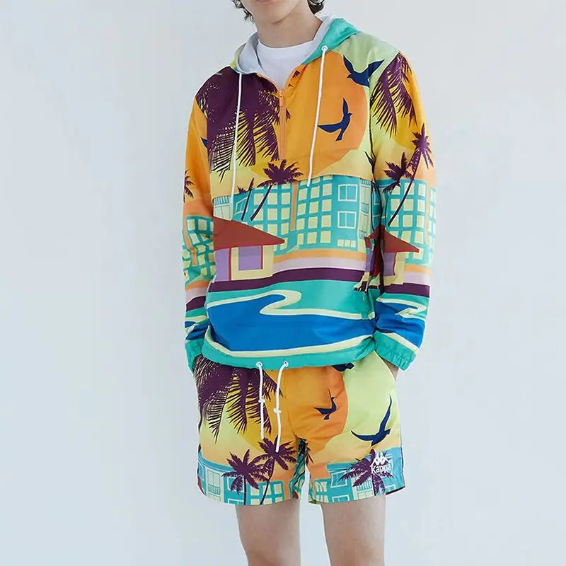 Long Sleeved Shirt Printing Loose Hooded Sports And Leisure Sweater  Men's Autumn Two Piece Suit