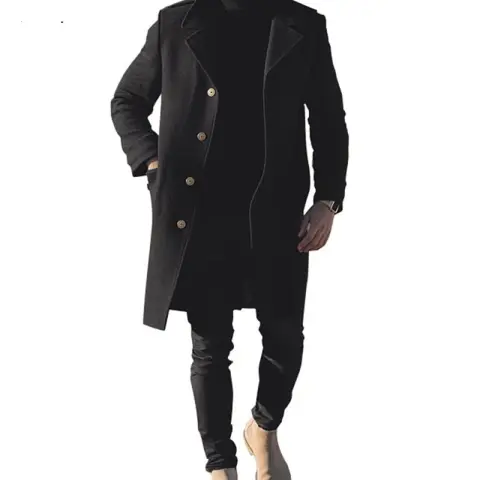Men Winter Long Woolen Overcoat Youth Casual Jacket Man