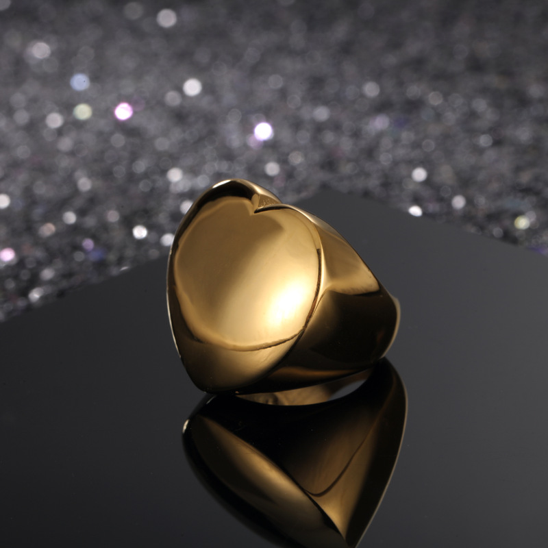 Titanium Steel 18K Gold Plated Mirror Polished Heart Ring