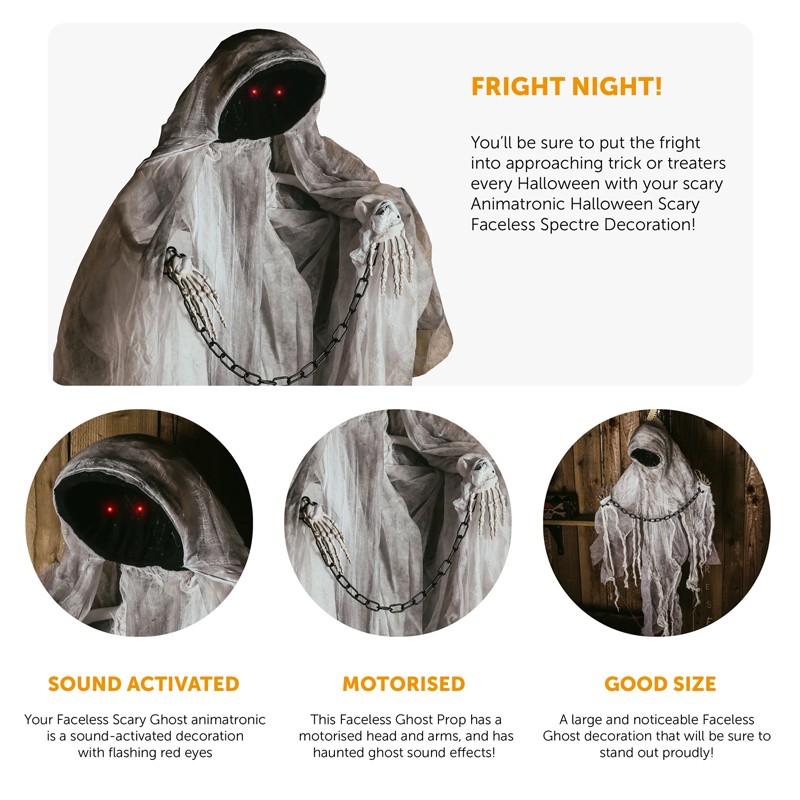 A Dult Halloween Animatronic Faceless Ghost Spectre Decoration Prop Scary 90cm — image 4