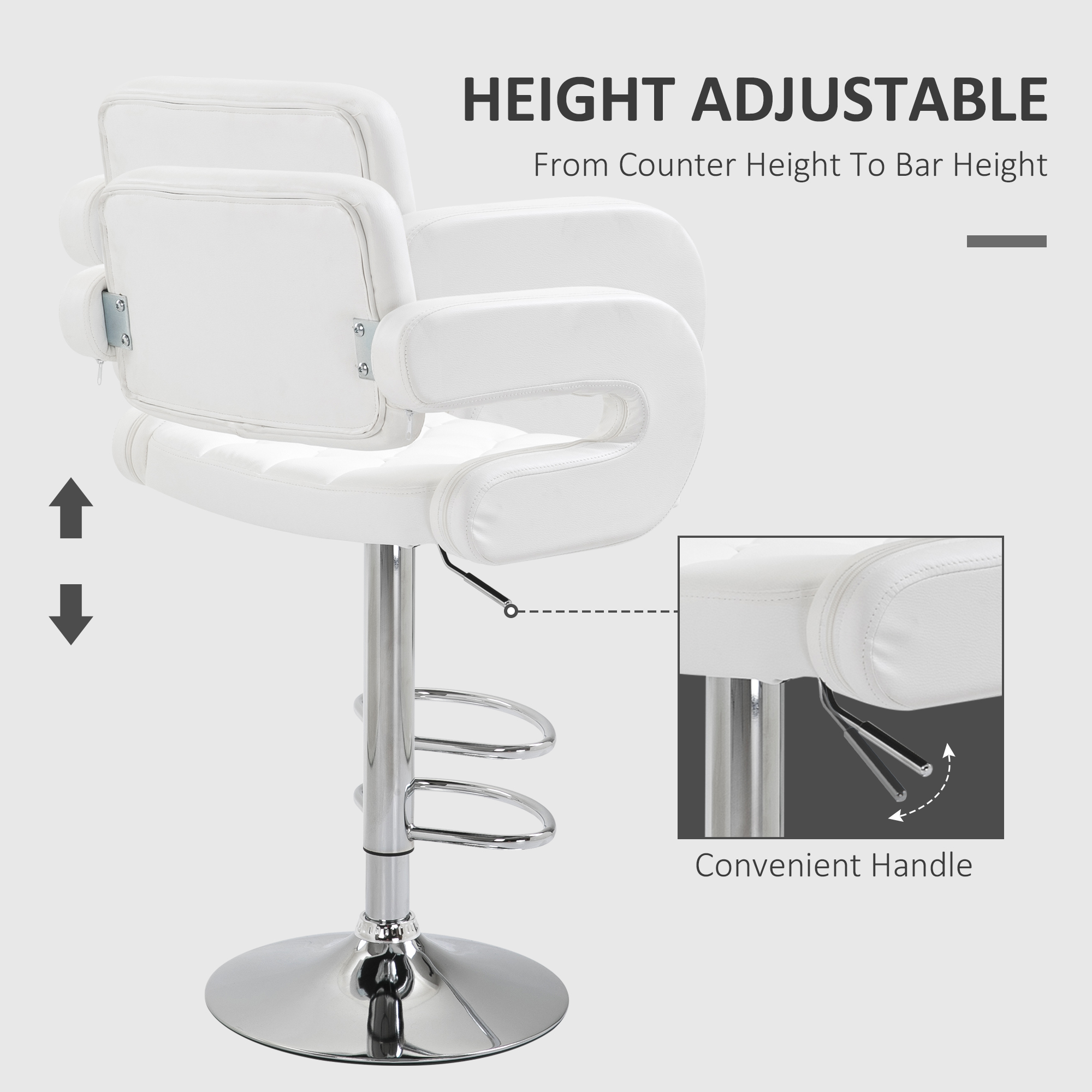 PU Leather Cushioned Rotating Bar Stool, Adjustable Height, With Backrest — image 5