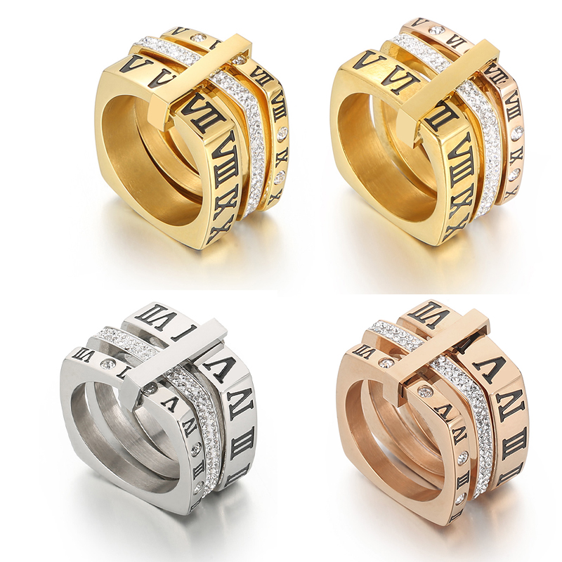 Title 6, Fashion Roman Numeral Stainless Steel Ring