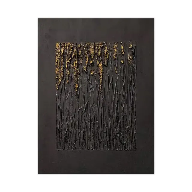 Large Black Abstract Handmade Painting Gold Textured Wall Art Minimalist Wabi sabi Modern Home Living Room Decor Without Inner Frame - Shop at LoveMi