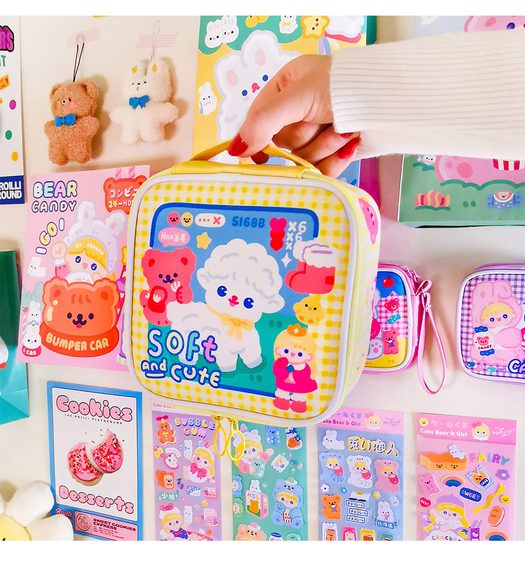 حقيبة يد محمولة بسعة كبيرة بتصميم قلب للبنات