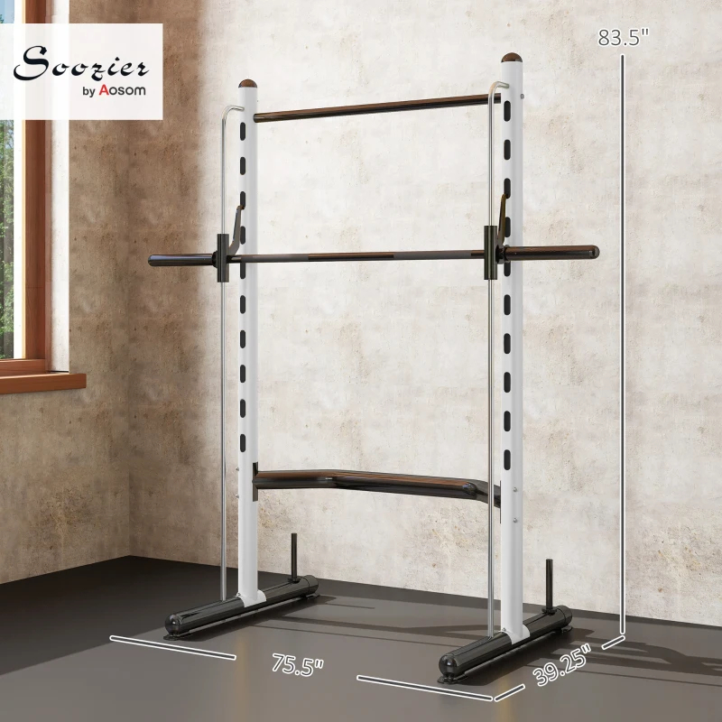 Support de squat avec barre de traction et banc réglable Barbell
