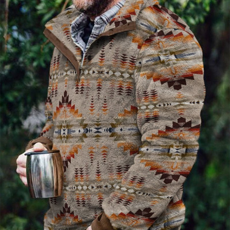 Autumn And Winter Casual Button Pocket Flannel Plush Men's Sweater