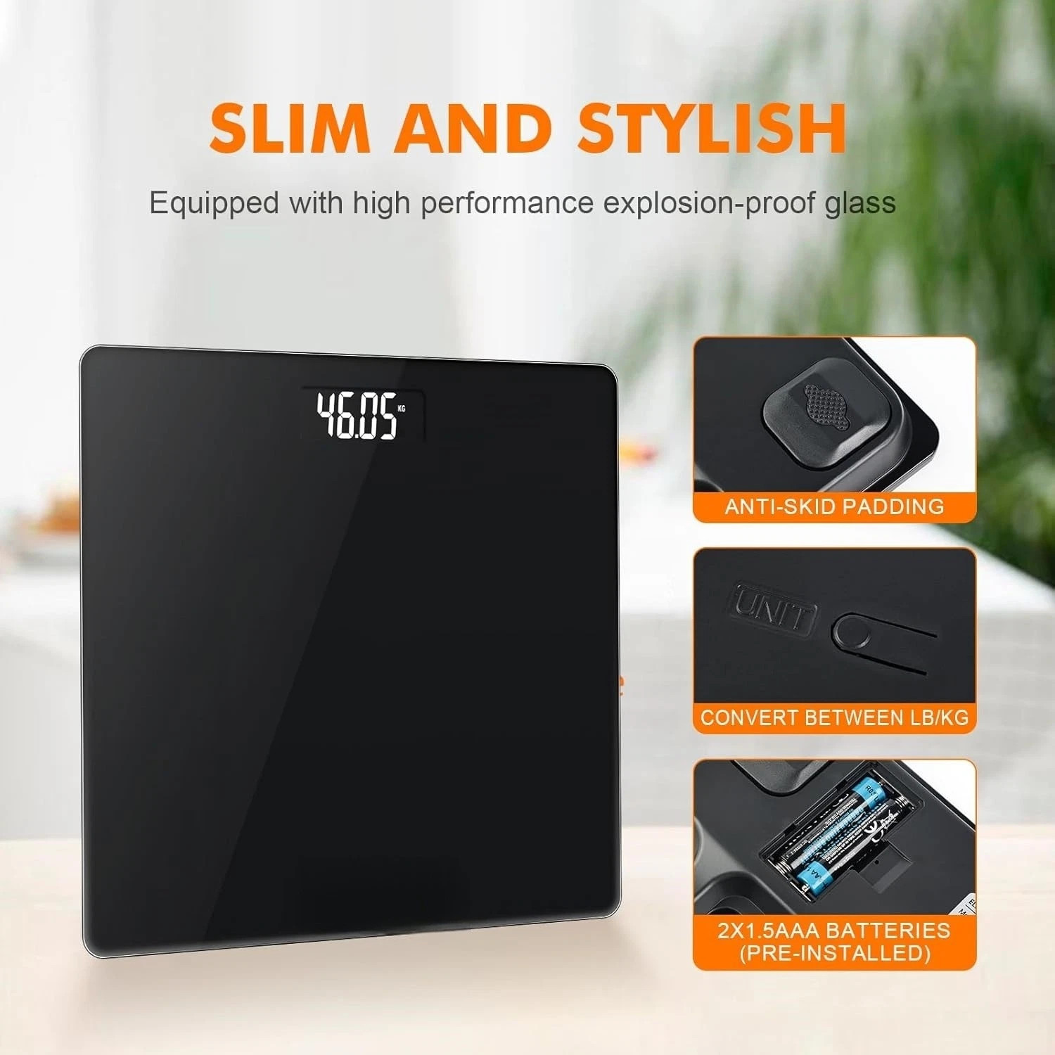 Digital Bathroom Scales 180KG Body Weight Weighing Scale LCD Electronic Black — image 10