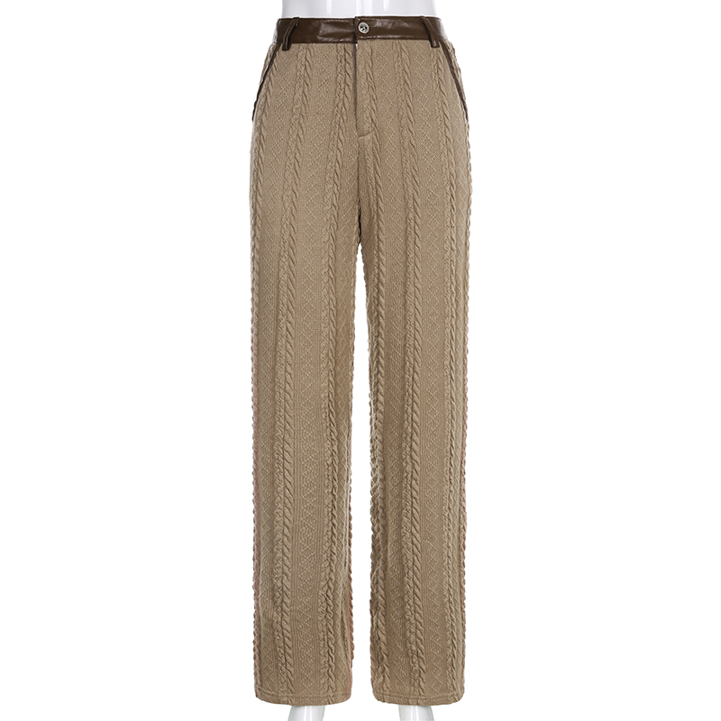 Title 5, Pantalon dhiver large en laine tissée, texture...