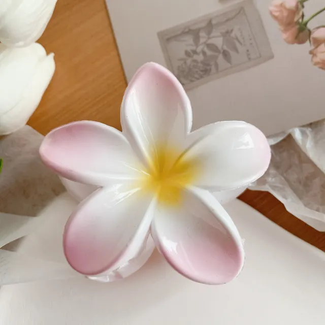 Muweordy Plumeria Hair Clips Flower Hair Clip Trendy Hair Claw Clip Popular Hair Catch Korean Hair Accessories For Women Pink - Shop at LoveMi