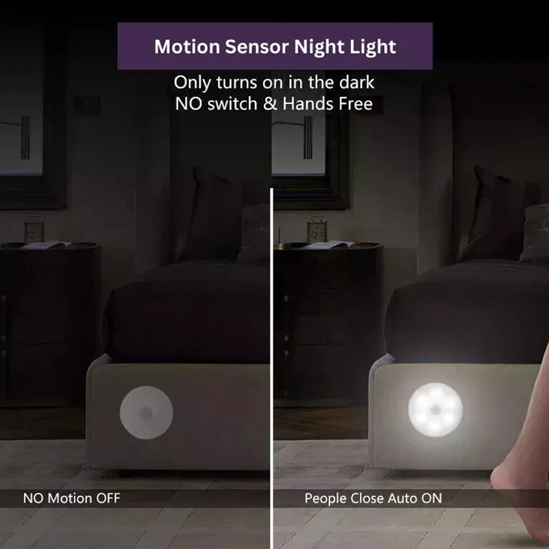 Sensor Light LED Motion PIR USB Rechargeable Portable Cabinet Stair Night Lamp