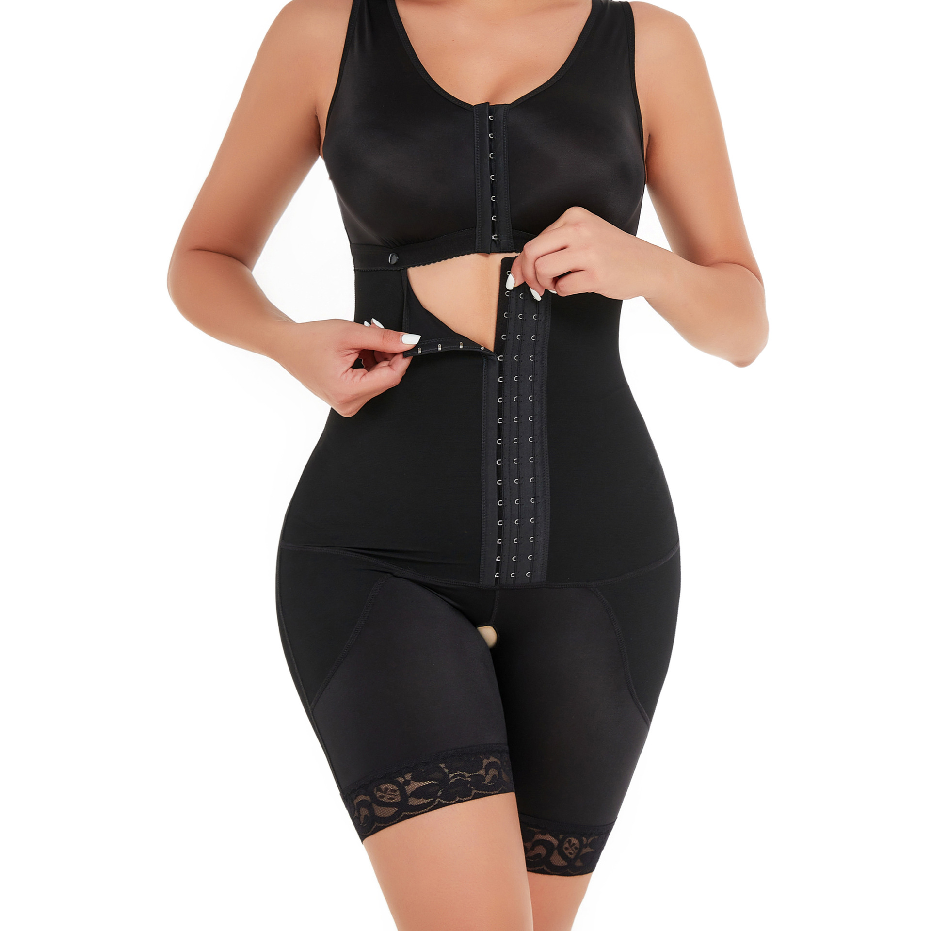 Thin Breasted One piece Body Shaper Black - Shop at LoveMi