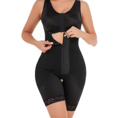 Thin Breasted One-piece Body Shaper - Black - View 1