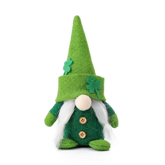 Irish Trick Day Green Hat Doll No Face Old Man Green Leaf Holiday Decorations Clover Pointed Hat For Women - Shop at LoveMi