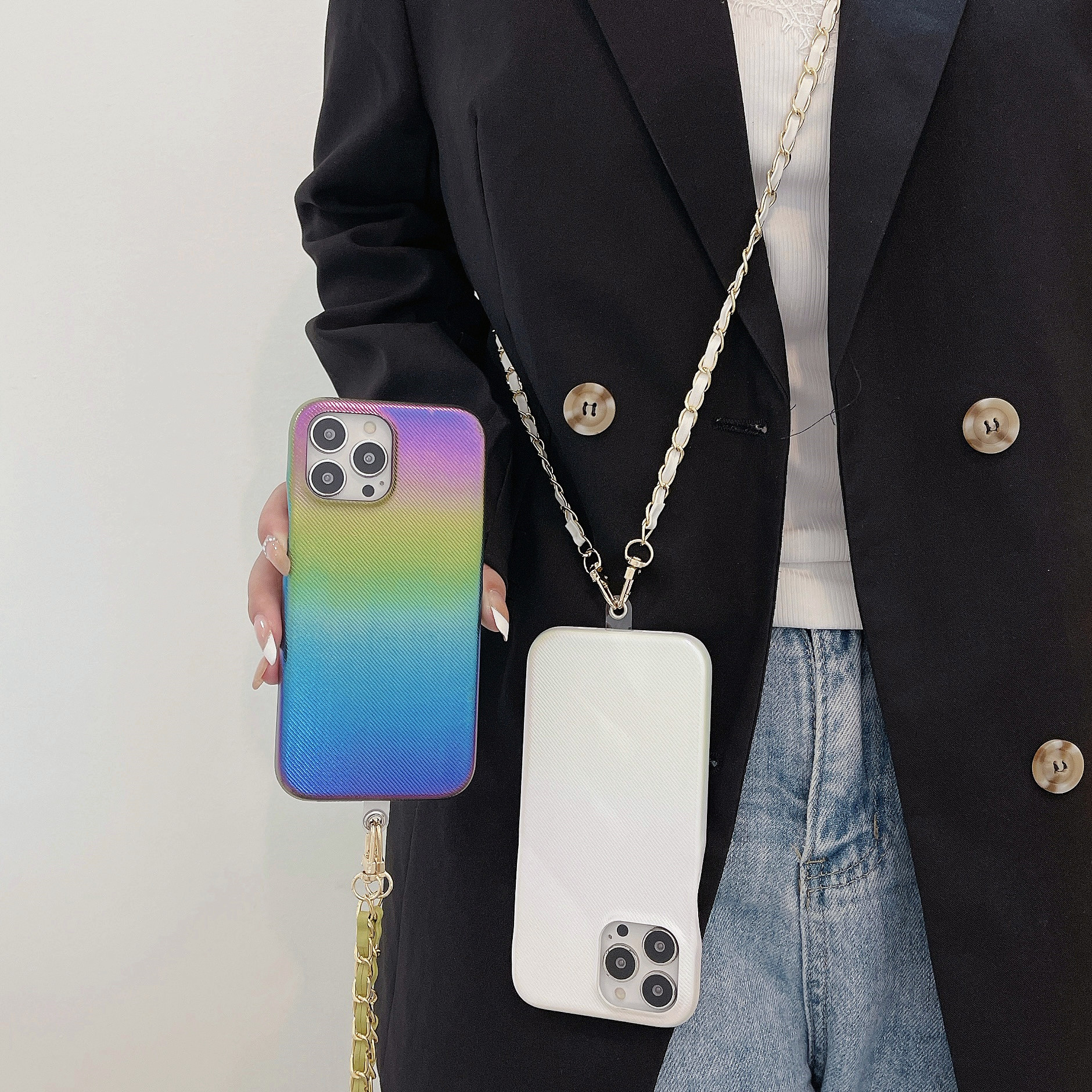 Funda de teléfono con correa de cadena aroma ligero