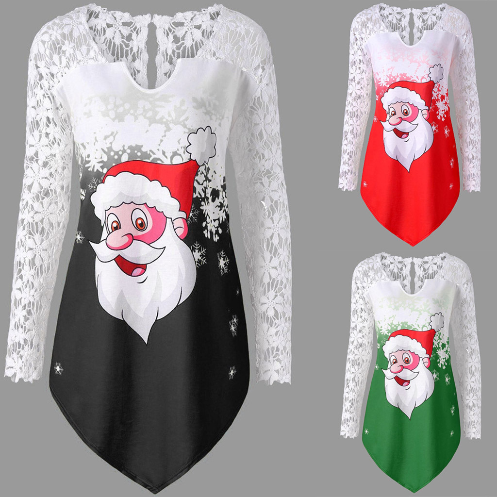 European And American Style Christmas Lace Lace Sleeve Top