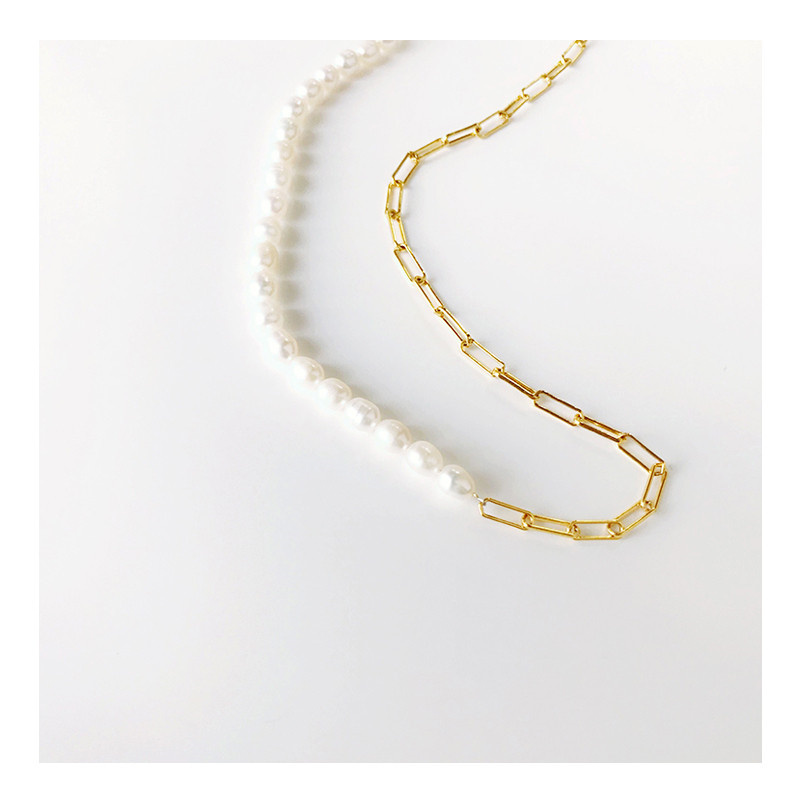 Women's Temperament Natural Pearl Stitching Necklace