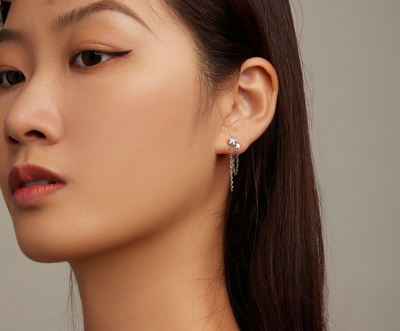 Star Tassel Earrings Sterling Silver Personality Fashion