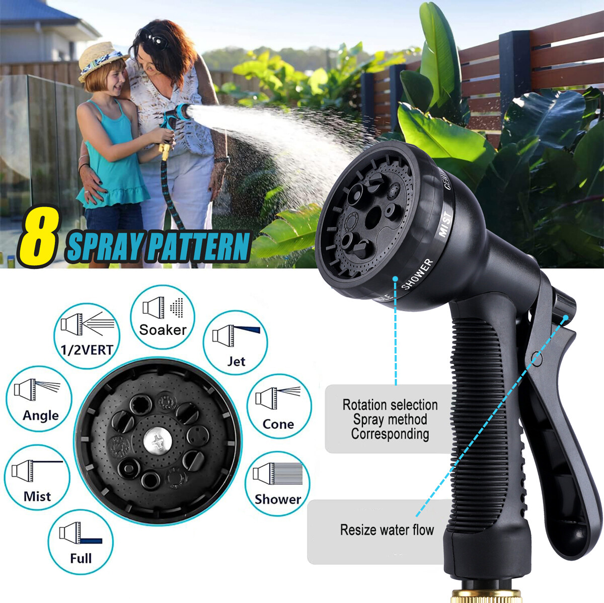 50FT-Heavy Duty Extendable Garden Hose With Spray Gun — image 8