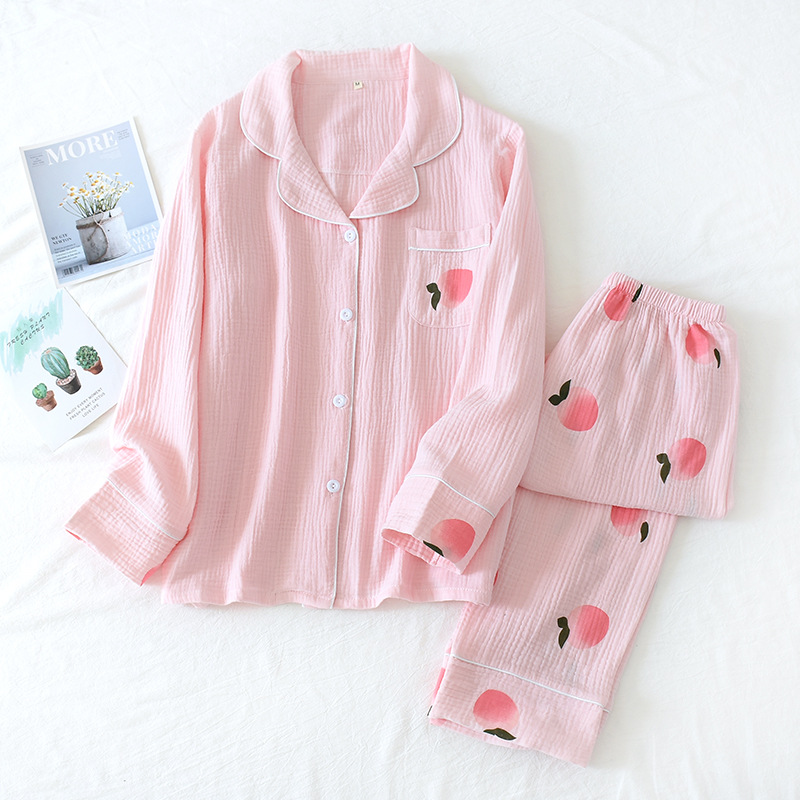 Title 3, Ladies Pajamas Cotton Yarn Double-layer Thin ...