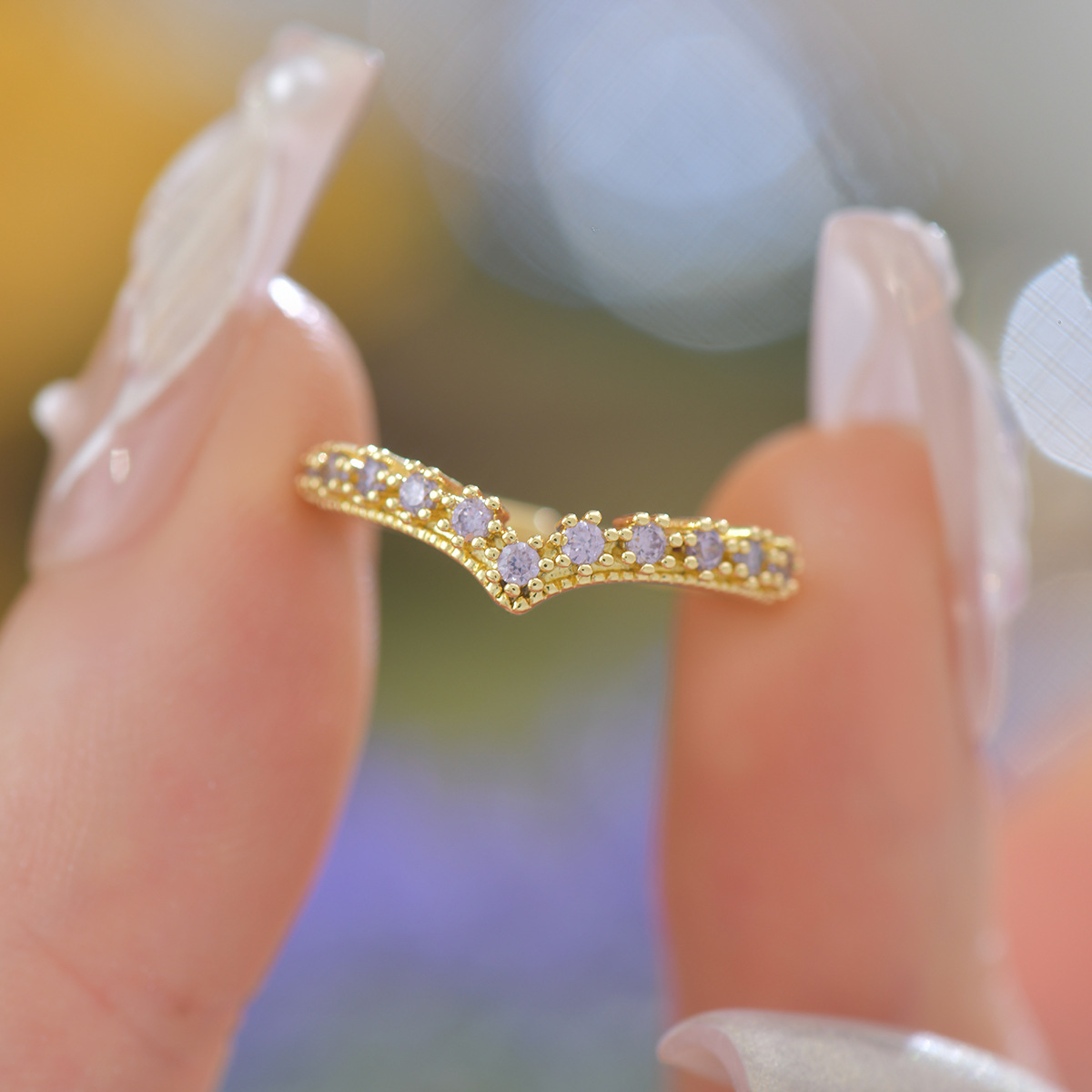 Purple Zircon Ring With Adjustable Opening thumbnail 3