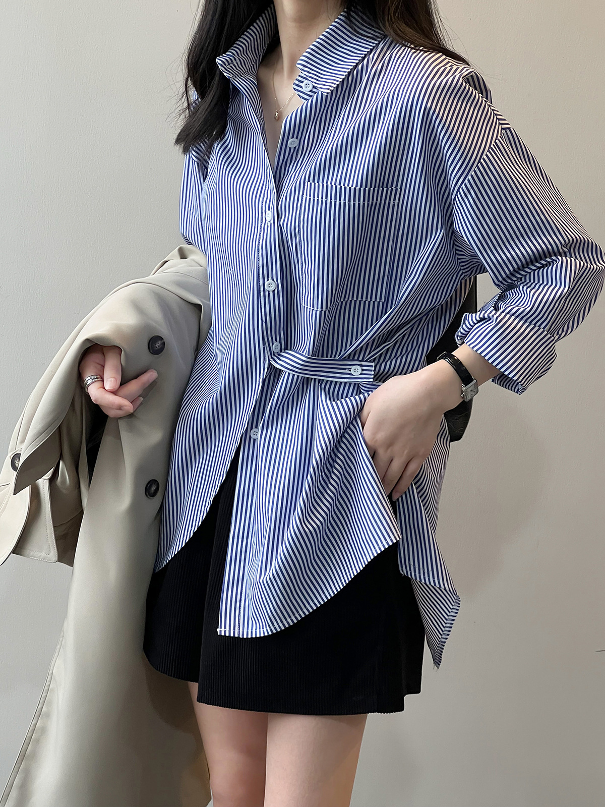 Women's Striped Back Split Shirt