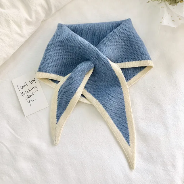 Autumn And Winter Triangle Knitted Shawl Style Women's Outer Scarf Blue - Shop at LoveMi