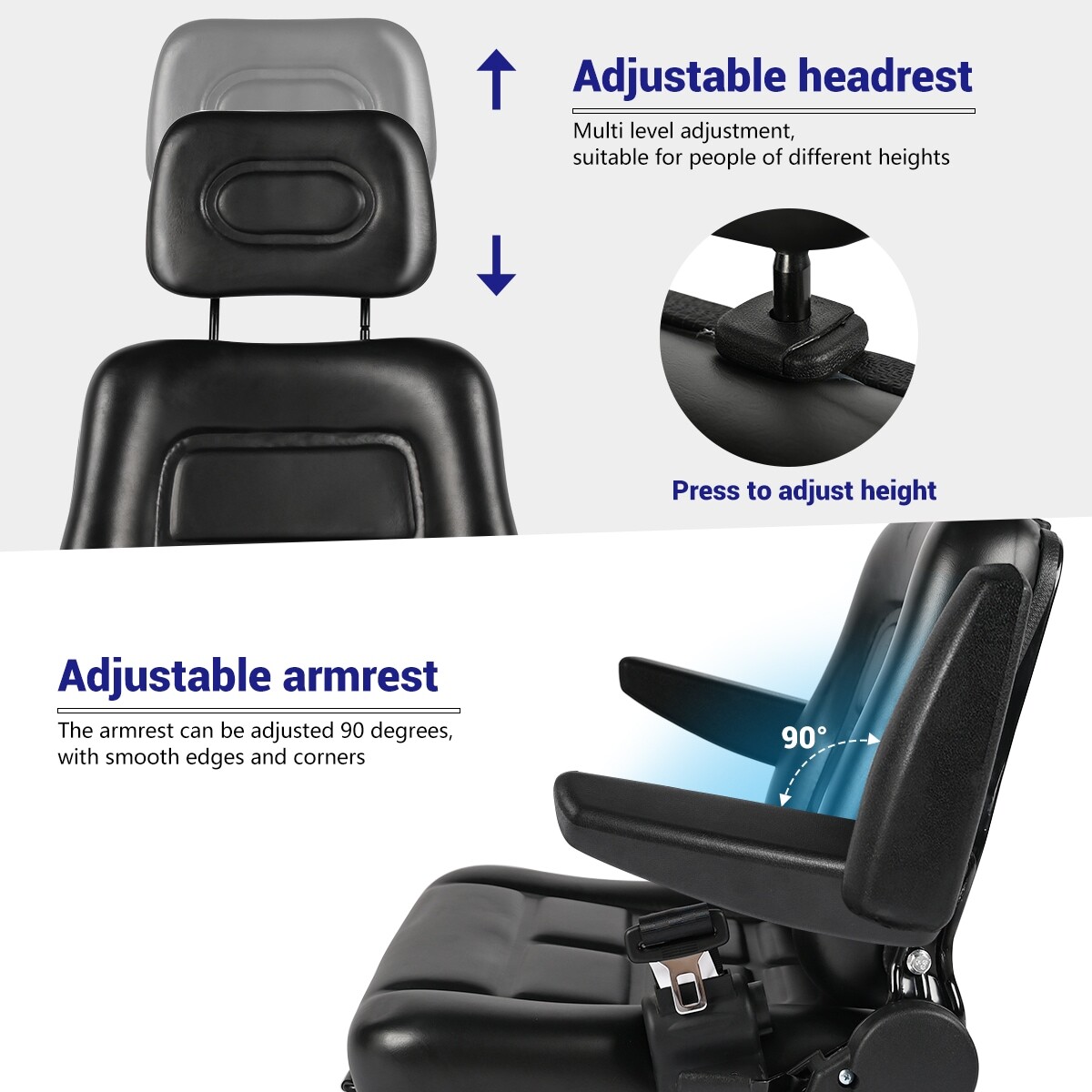 Waterproof Suspension Seat For Tractors Excavators Plant Machinery Mower — image 11