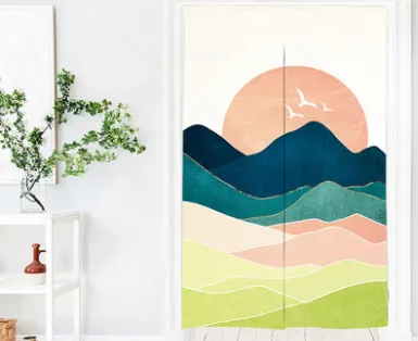 Fabric Perforation free Bedroom Household Bathroom Kitchen Partition Curtain The Mountains Glow - Shop at LoveMi