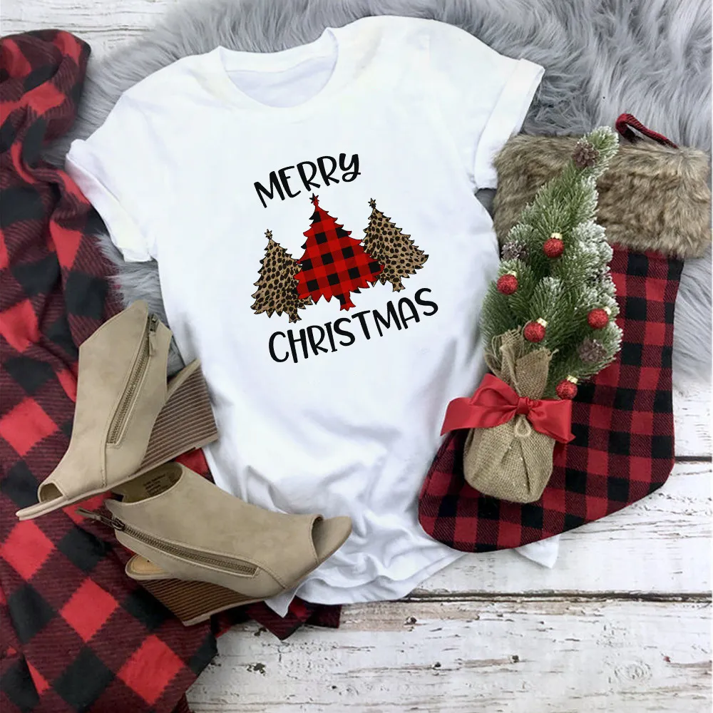 Women's Christmas Movie Print Crew Neck T-shirt - 1.Style-M