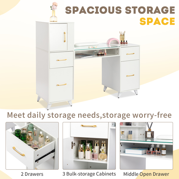 White Relief Particle Board Tempered Glass 141x50x112cm Three Doors And Two... 15