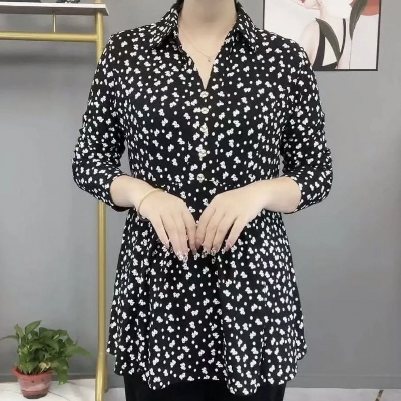 Title 5, Fashionable Loose Mid-length Floral Shirt