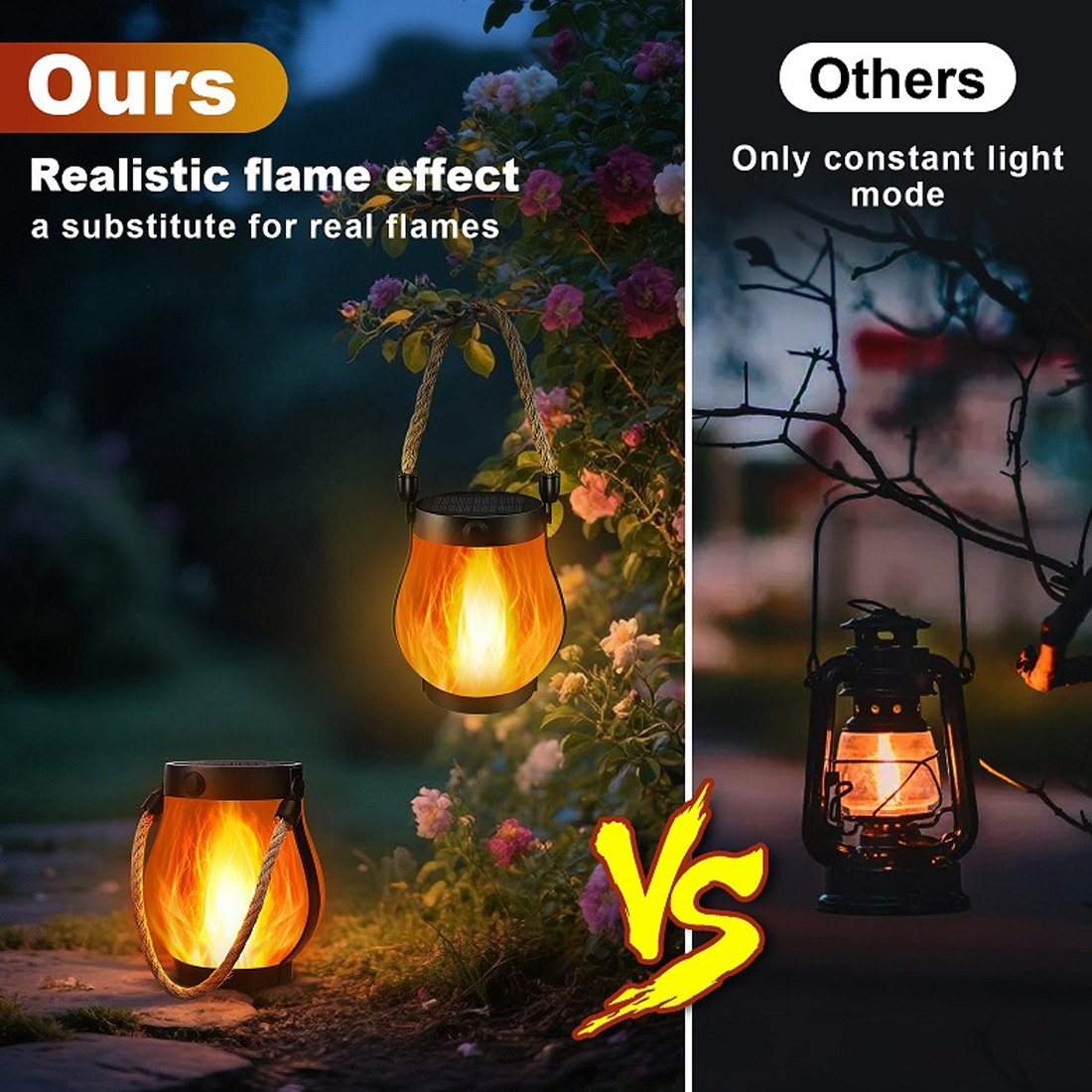 Solar And USB-Rechargeable Flame-Effect Hemp Rope Lantern