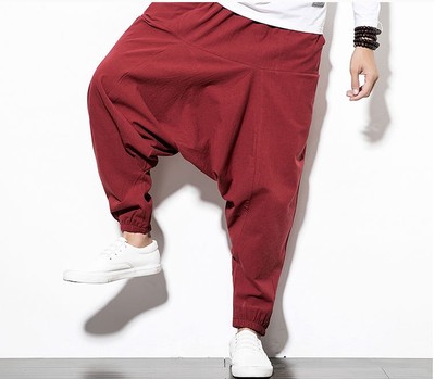 Men's Cotton And Linen Harem Lantern Casual Pants