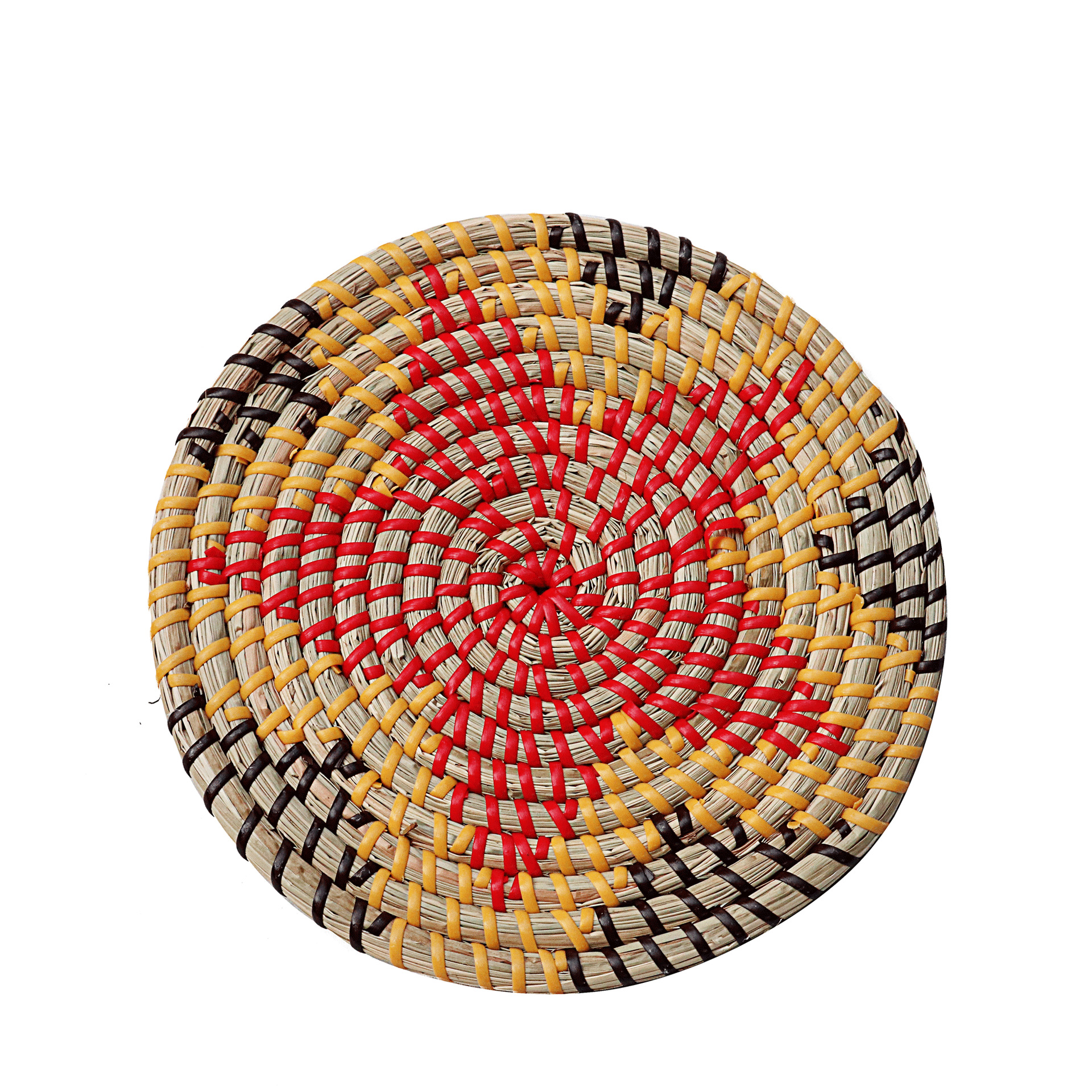 Handwoven Eco-Friendly Straw Round Placemat, perfect for adding natural charm to your dining table.