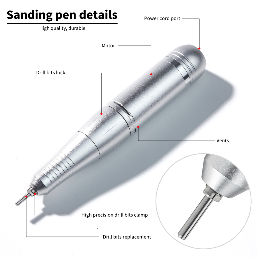 Professional Electric Nail Drill, 45000RPM Cordless Nail File Drill With 6 Drills, LCD Display, Nail File Machine For Removing Acrylic Gel Nails, Nail Salon Equipment, Rechargeable 3