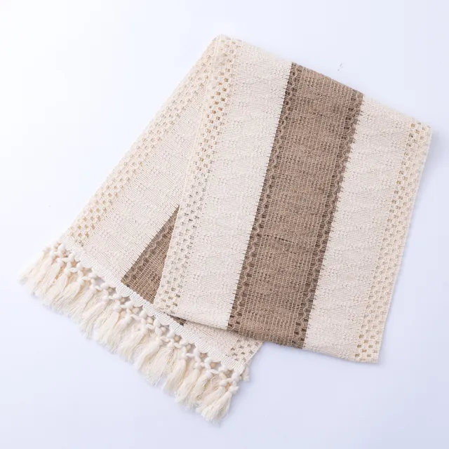 Runner Tassel Hollow Pattern Tea Table Decoration Cover Cloth Knotted Tassel Style - Shop at LoveMi