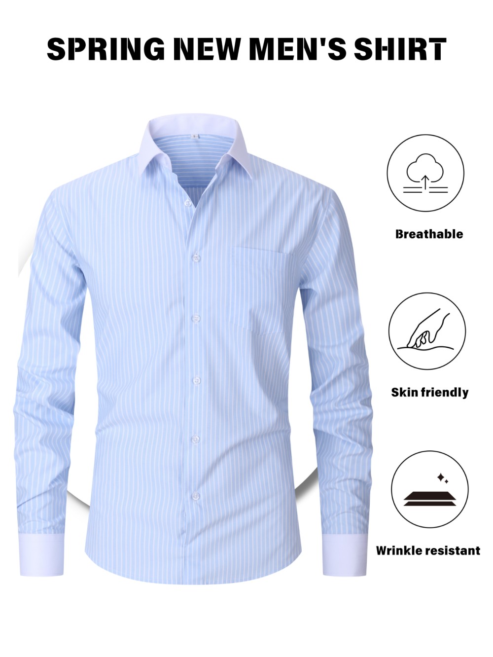Checkered Striped Long Sleeved Business Shirt