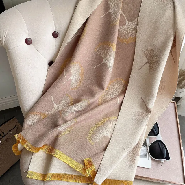 Women's Warm Scarf Shawl With Imitatal Cashmere Tassels Khaki - Shop at LoveMi