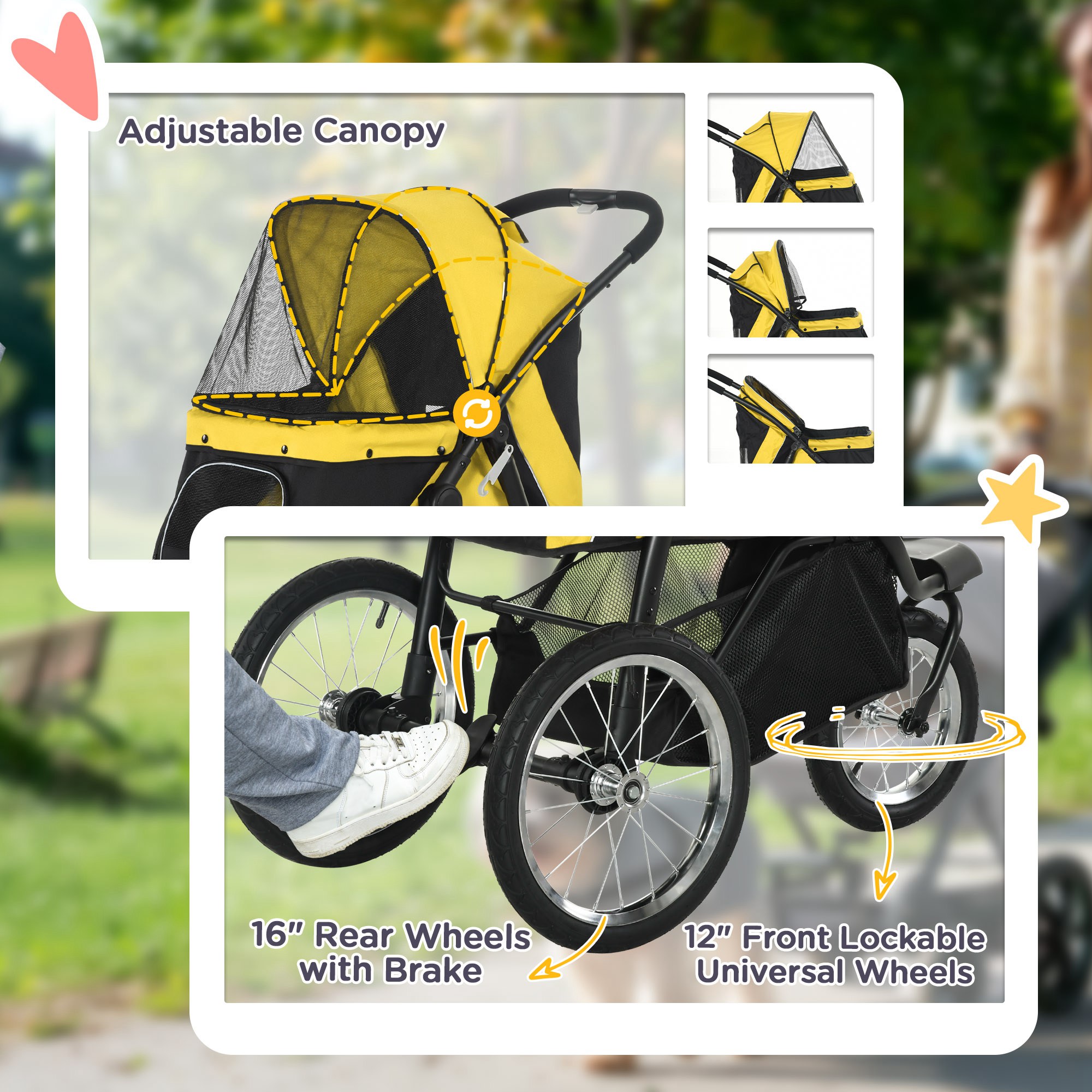 Foldable Pet Stroller-slow Sports Car, Three Wheel Design, With Sunshade — image 8