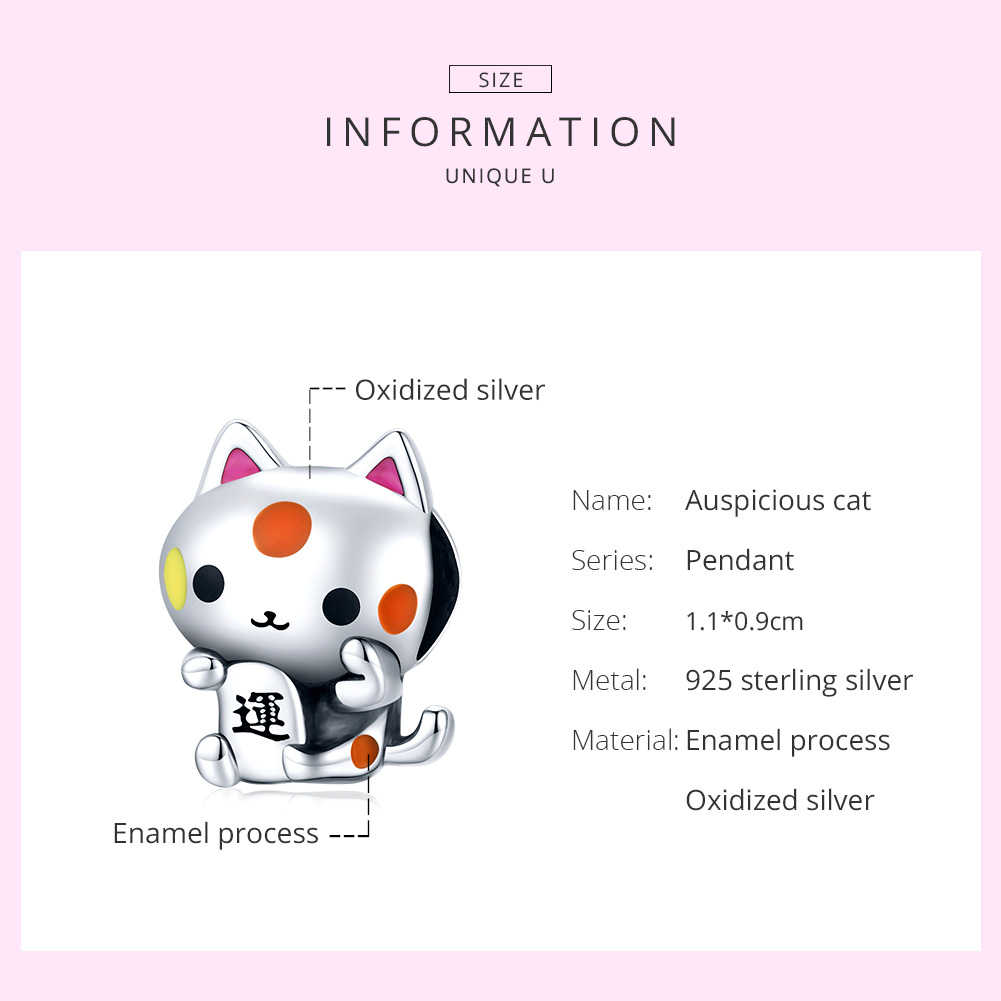 Red S925 Silver Lucky Cat Diy Loose Beads