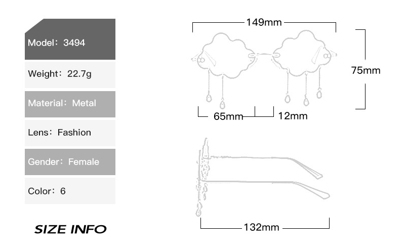 Title 1, Party Funny Rainy Rimless Sunglasses