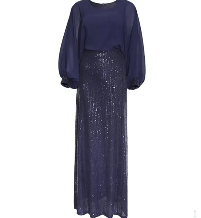 African Women's Beads Chiffon Party Evening Dress Big Size Navy Blue - Shop at LoveMi