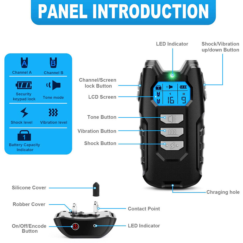 Electric Pet Dog Training Collar Shock Anti-Bark Electronic Remote Rechargeable - Image 1