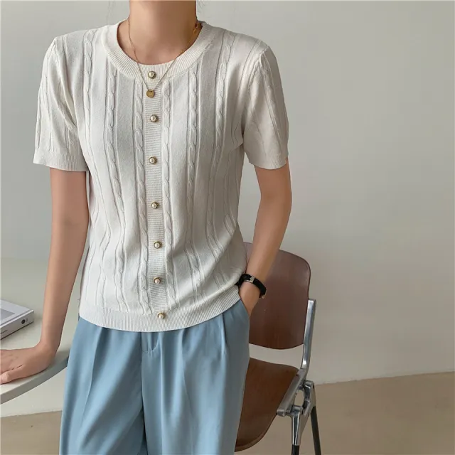 Slim fit Base Ice Silk Short sleeved T shirt Pin Top White - Shop at LoveMi