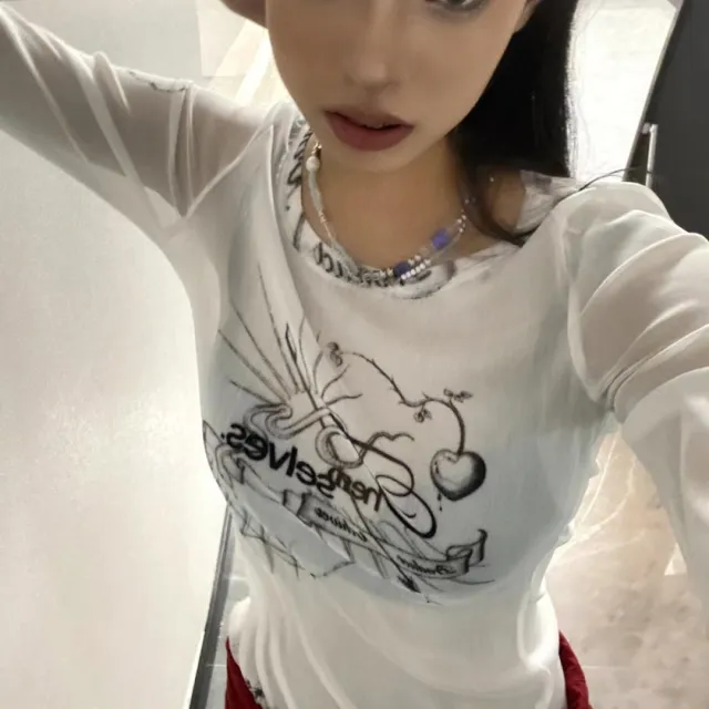 Long Sleeve T shirt Women's Lace Sunscreen Shirt White - Shop at LoveMi