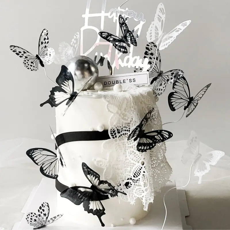 Butterfly Birthday Cake Plug-in Beautiful Mother's Day Decoration