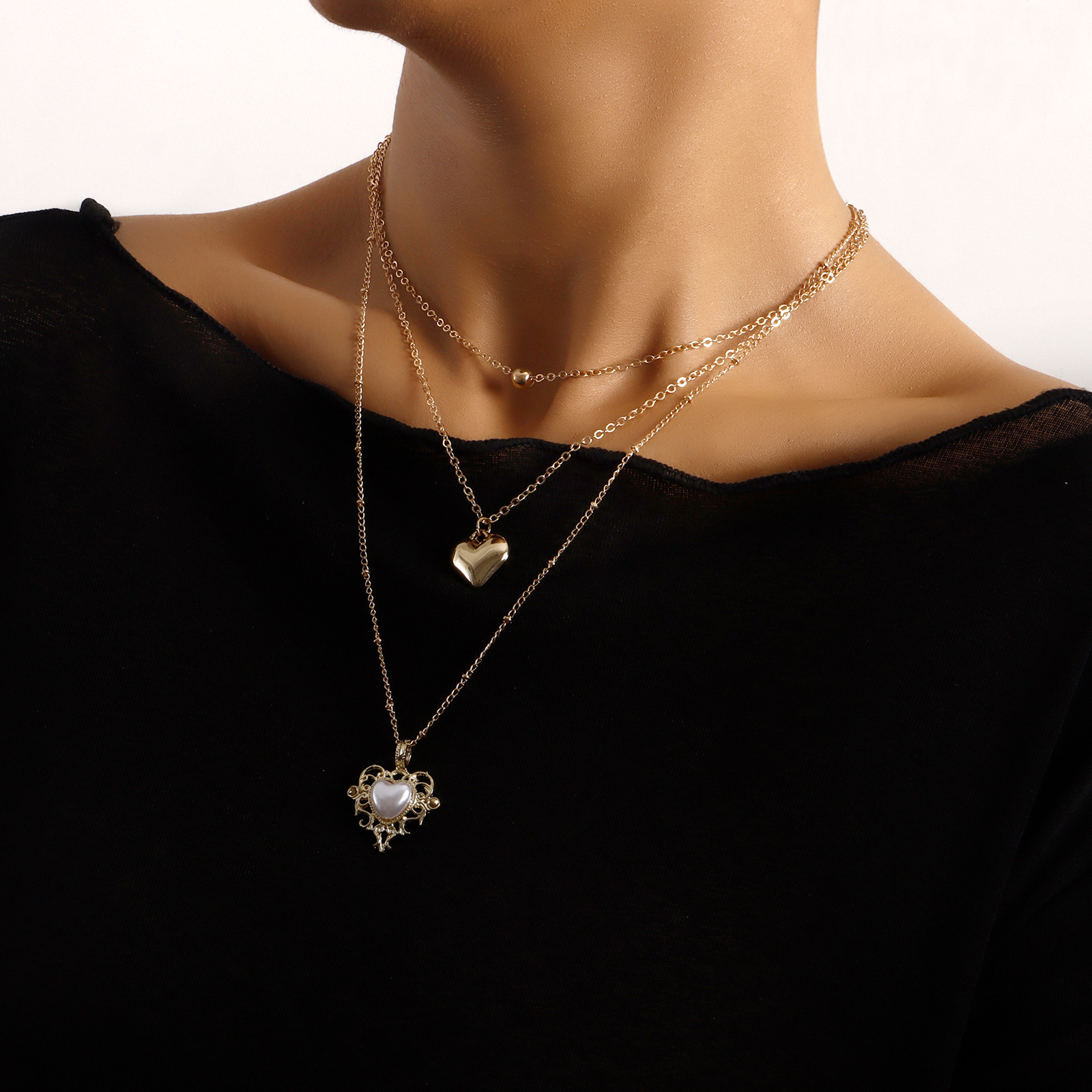 قلادة معلقة متعددة الطبقات بتصميم اللؤلؤ لعشاق الموضة والبلوجرز نسائية