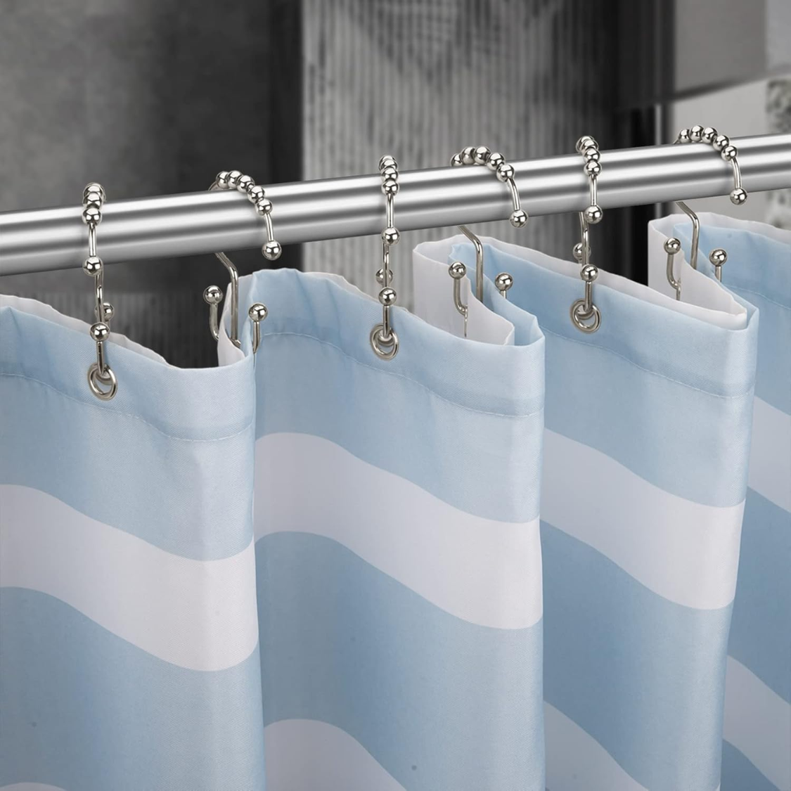 Shower Curtain Hooks Rings Rust Resistant Metal Double Glide Shower Hooks Rings For Bathroom Shower Rods Curtains thumbnail 2