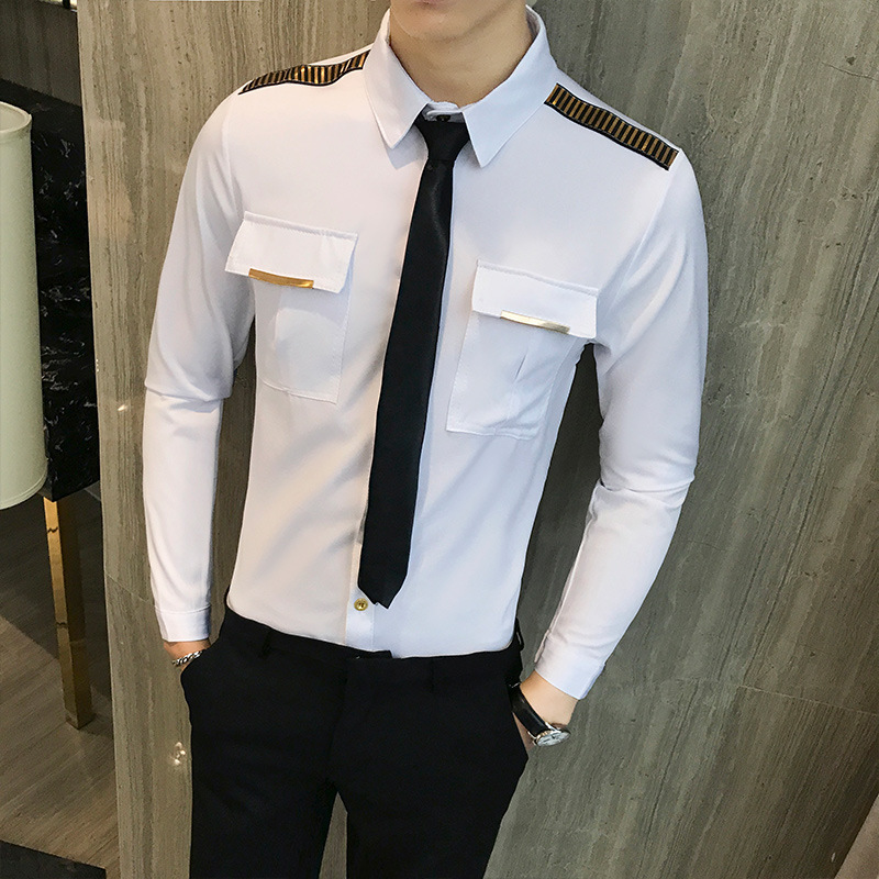 Slim Hairdresser Long-sleeved Shirt Youth Casual British Shirt