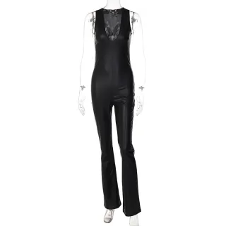 European And American Sleeveless Slim Jumpsuit Women - Black